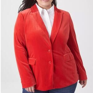 Lane Bryant Red Velvet Blazer Jacket 22